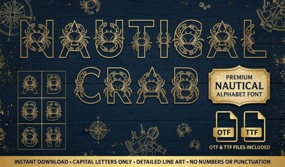 Nautical Crab: The Decorative Display Font for Coastal Charm